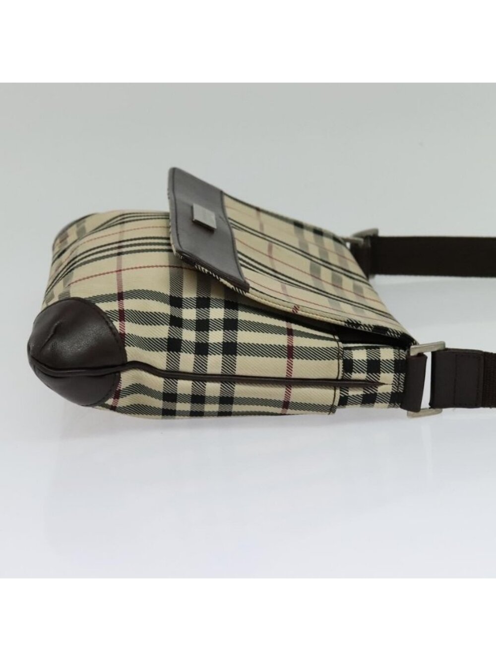 Authentic BURBERRY Nova Check Shoulder Bag Nylon Beige Silver - Picture 12 of 16